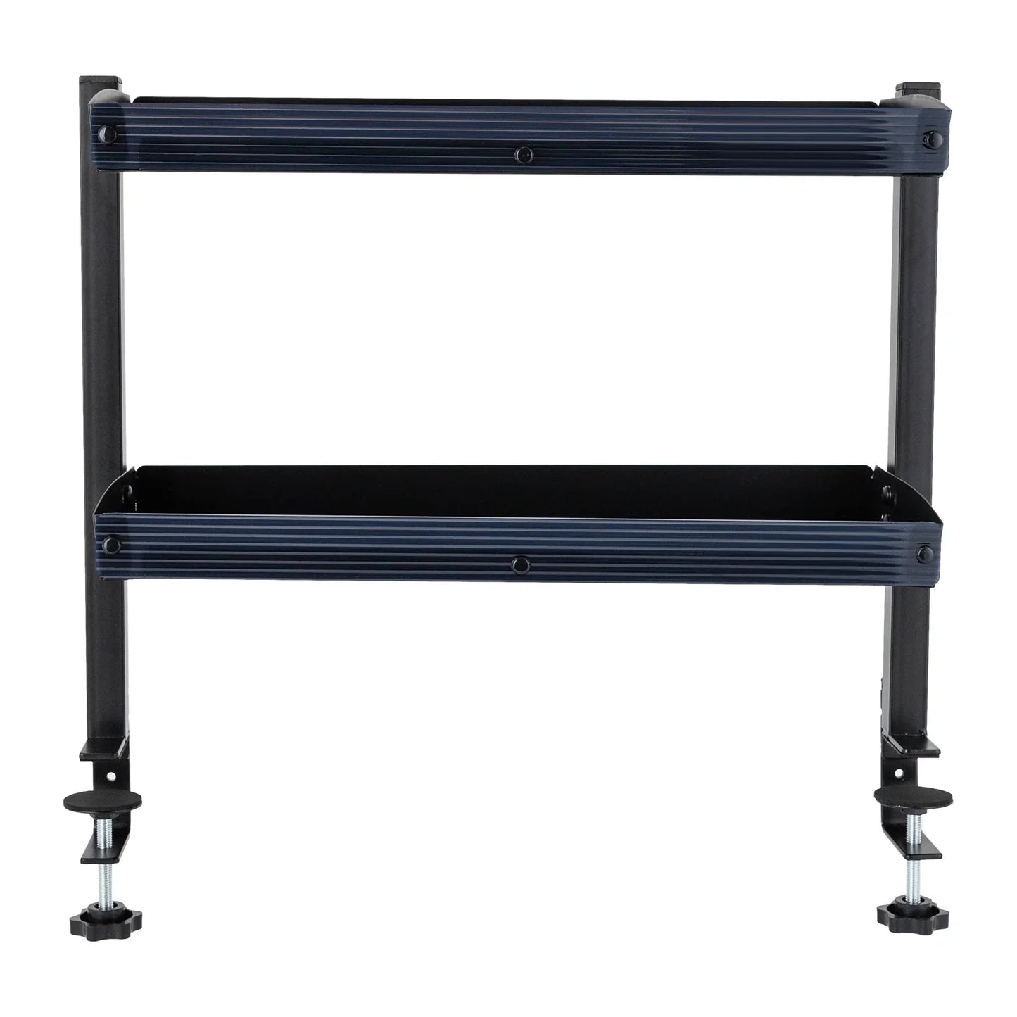 2-Tier Clamp-On Desk Shelf – Corner Table Organizer, Above or Under Desk, Black