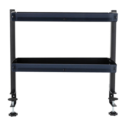 2-Tier Clamp-On Desk Shelf – Corner Table Organizer, Above or Under Desk, Black