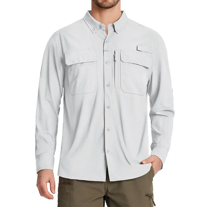 TACVASEN Men's UPF 50+ Sun Protection Fishing Shirt – Quick-Dry Long Sleeve Mesh Hiking & Work Shirt