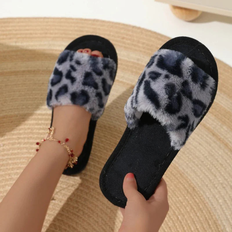 Women Plush Winter Slippers - Warm Cotton Lined EVA Non-Slip House Shoes for Indoor Comfort