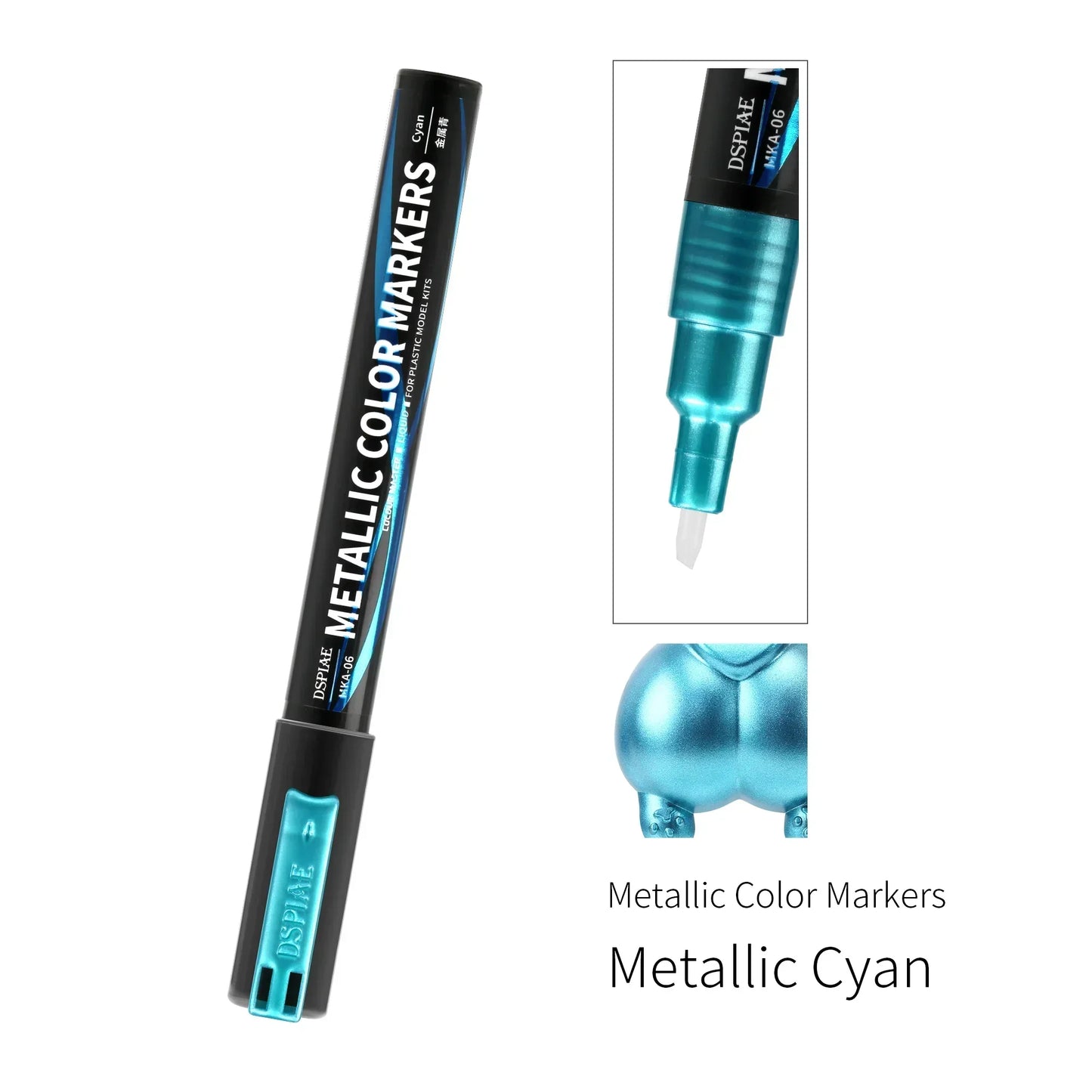 DSPIAE MKA Super Metallic Brush Pen – 12 Water-Based Colors with Soft Tip for Gundam & Mecha Model DIY Hobby