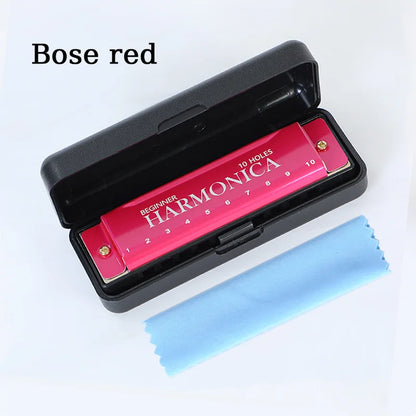 10 Hole Diatonic C Key Harmonica - Blues Harp Mouth Organ Musical Instrument with Storage Case for Beginners & Adults