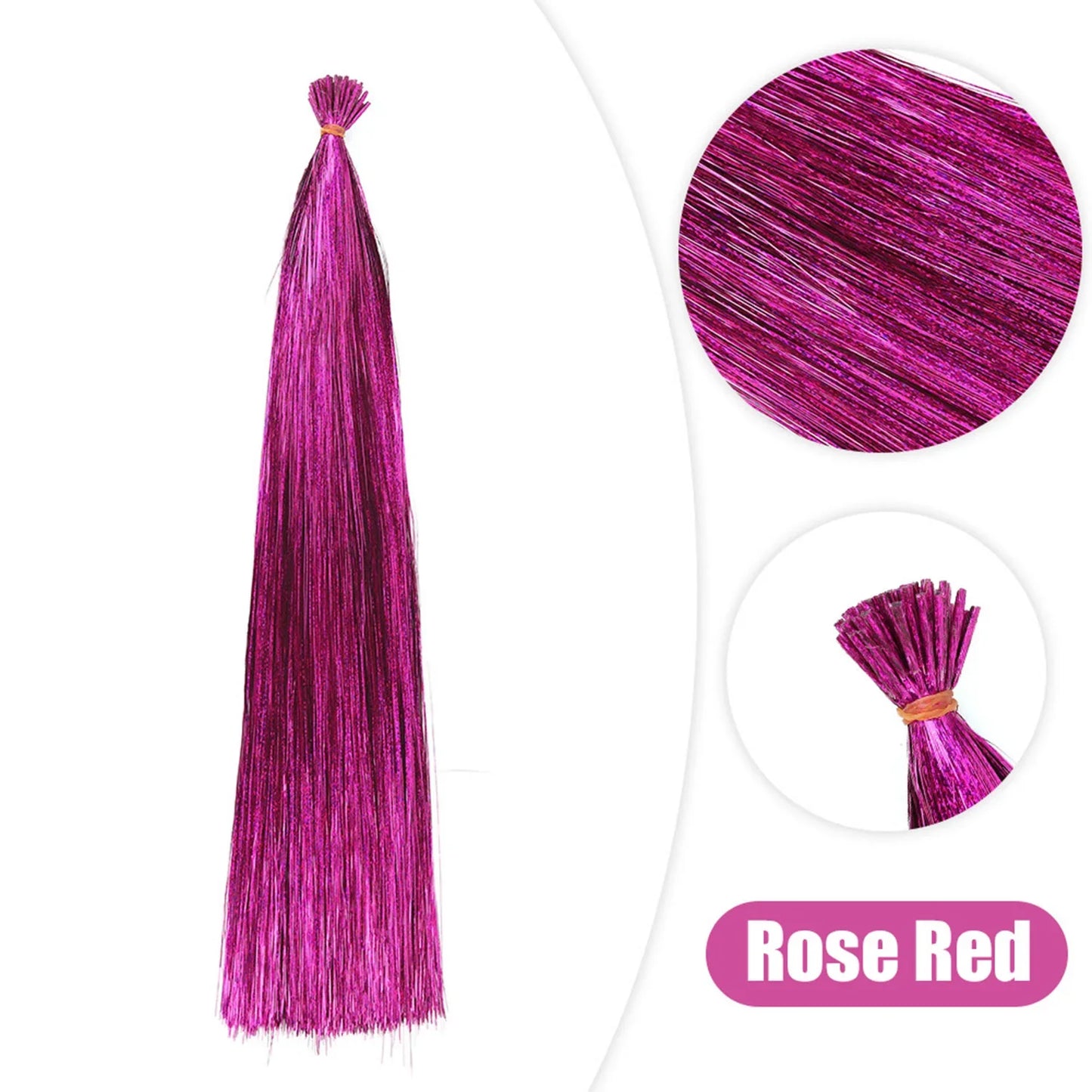 50PCS I-Tip Glitter Hair Extensions - Synthetic Fairy Tinsel Hair Strands for Women & Girls Party Hair Accessories