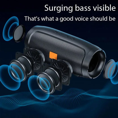 Portable Bluetooth Subwoofer Speaker - Waterproof Wireless Outdoor Stereo Sound Box with FM Radio & TF Card Support