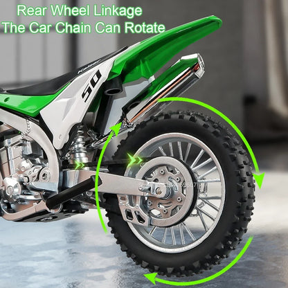 1:12 Kawasaki KX450 Diecast Motorcycle Model - Alloy Toy Bike with Shock Absorption Rubber Tires Gift for Kids & Collectors