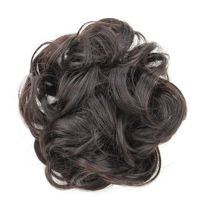 Synthetic Messy Bun Chignon Donut – Blonde & Brown Hair Bun Pad, Elastic Hair Rope, Rubber Band Hair Extensions for Women