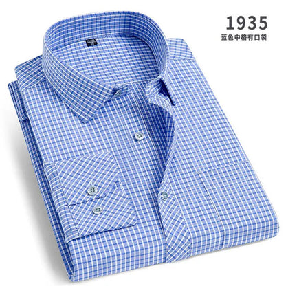 Men's Striped Long Sleeve Shirt - Slim Fit Wrinkle-Resistant Business Casual Shirt for Spring