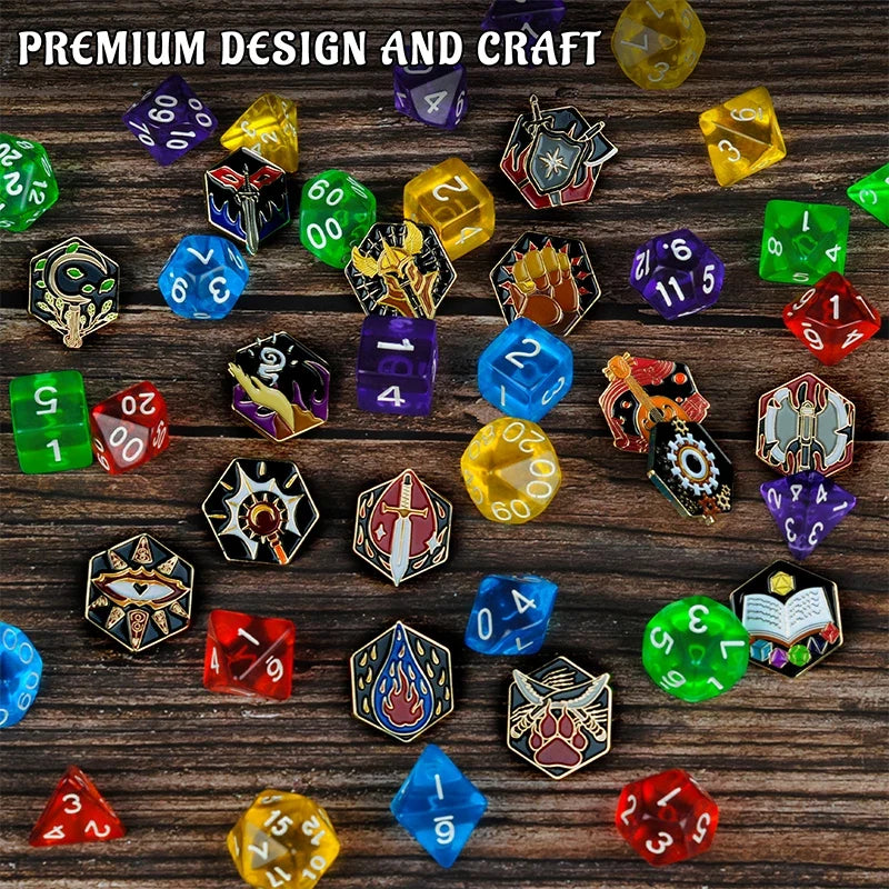 DND 5E Character Class Enamel Pin Set - 15PCS Dungeon Master RPG Badges Nerd Collection Gift