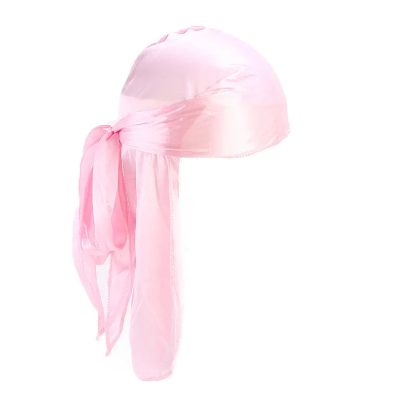 Unisex Long Silky Durag - Scarf, Pirate Hat, Chemo Cap - Muslim Doo Rag, Skull Hat, Turban Hair Band Bandanas