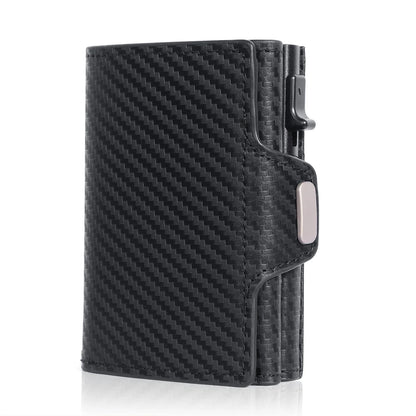 Pop-Up Credit Card Case with RFID Protection – Genuine Leather Wallet for Men & Women, Compartment for Notes and Coins