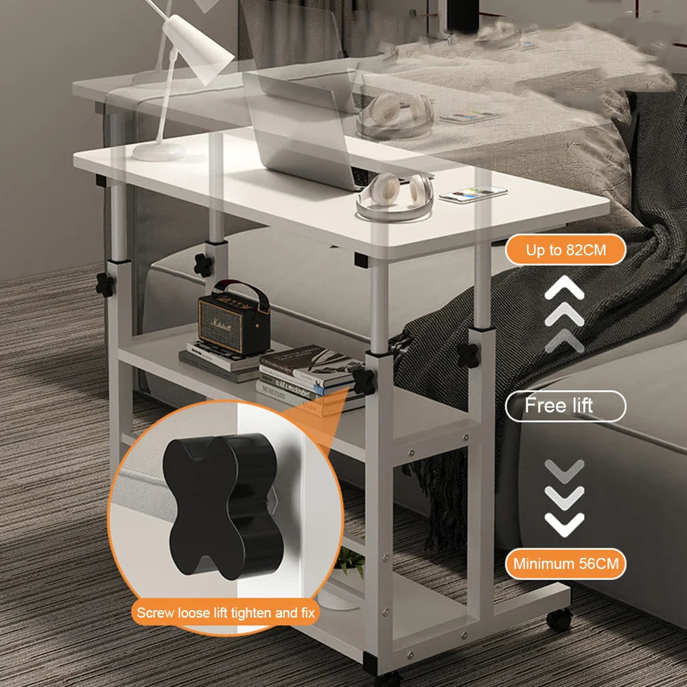 Adjustable Height Mobile Desk – Portable Rolling Stand-Up Desk with Wheels for Laptop, Bedside, and Small Office Use