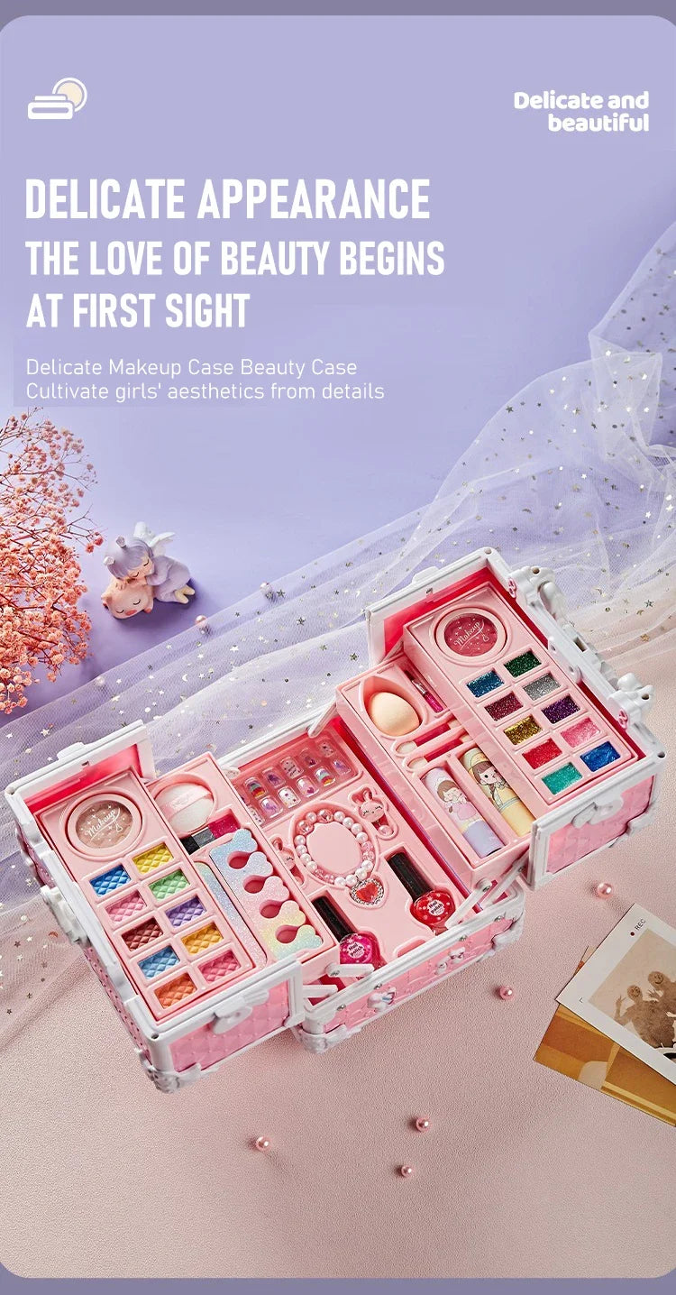 49 Piece Kids Makeup Kit for Little Girls – Washable Real Princess Makeup Set with Cosmetic Case, Birthday Gift Play Set