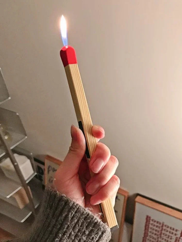 New Creative Match-Style Open Flame Gas Lighter – Durable Metal Igniter for Outdoor Kitchen, Gas Stove & Smoking Accessories