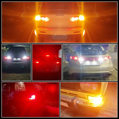 YiRui 2PCS 12-48V LED Bulbs - 144SMD Bright Reverse & Turn Signal Lights for BA15S, 7440, 1157 & P21W Sockets