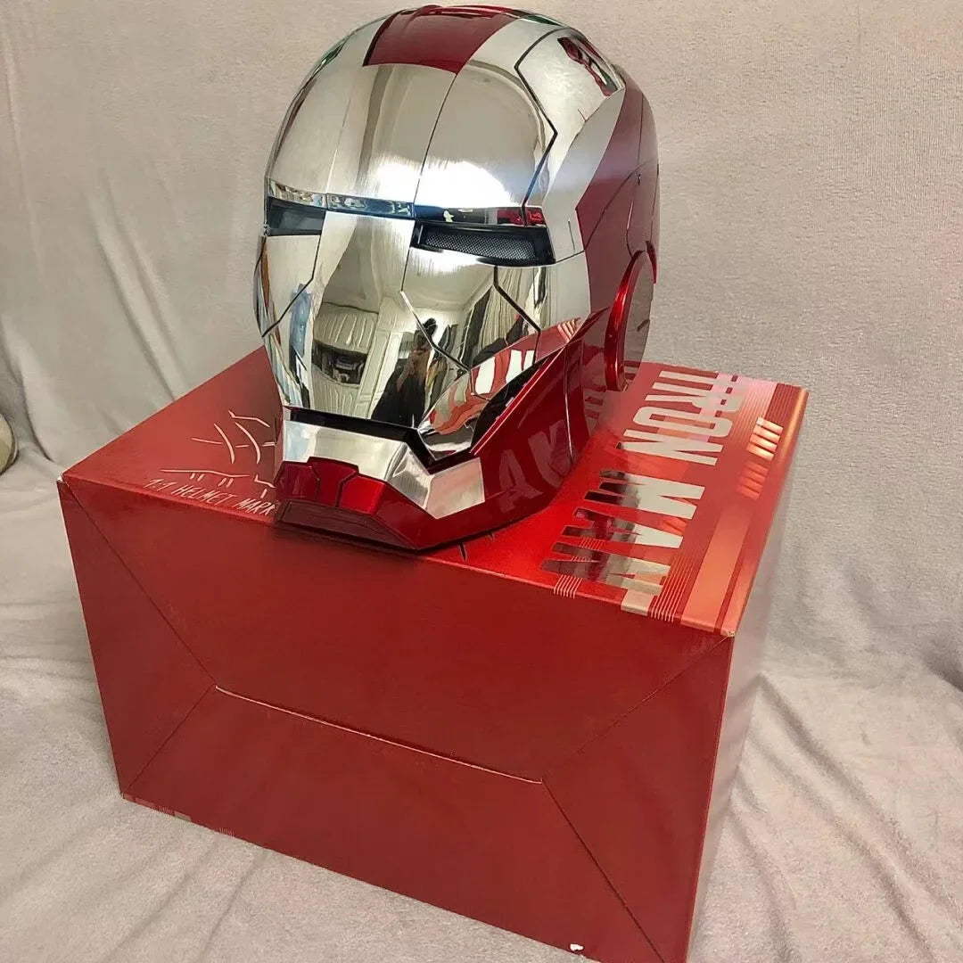 Iron Man Helmet 1:1 Mk5 Mk50 - Electric Open/Close, English Voice, Remote Control Cosplay Toy, Avengers War Machine, Ideal Christmas Gift