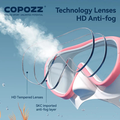 COPOZZ Full Vision Diving Mask - HD Anti-Fog Snorkeling Mask Set for Swimming & Underwater Diving