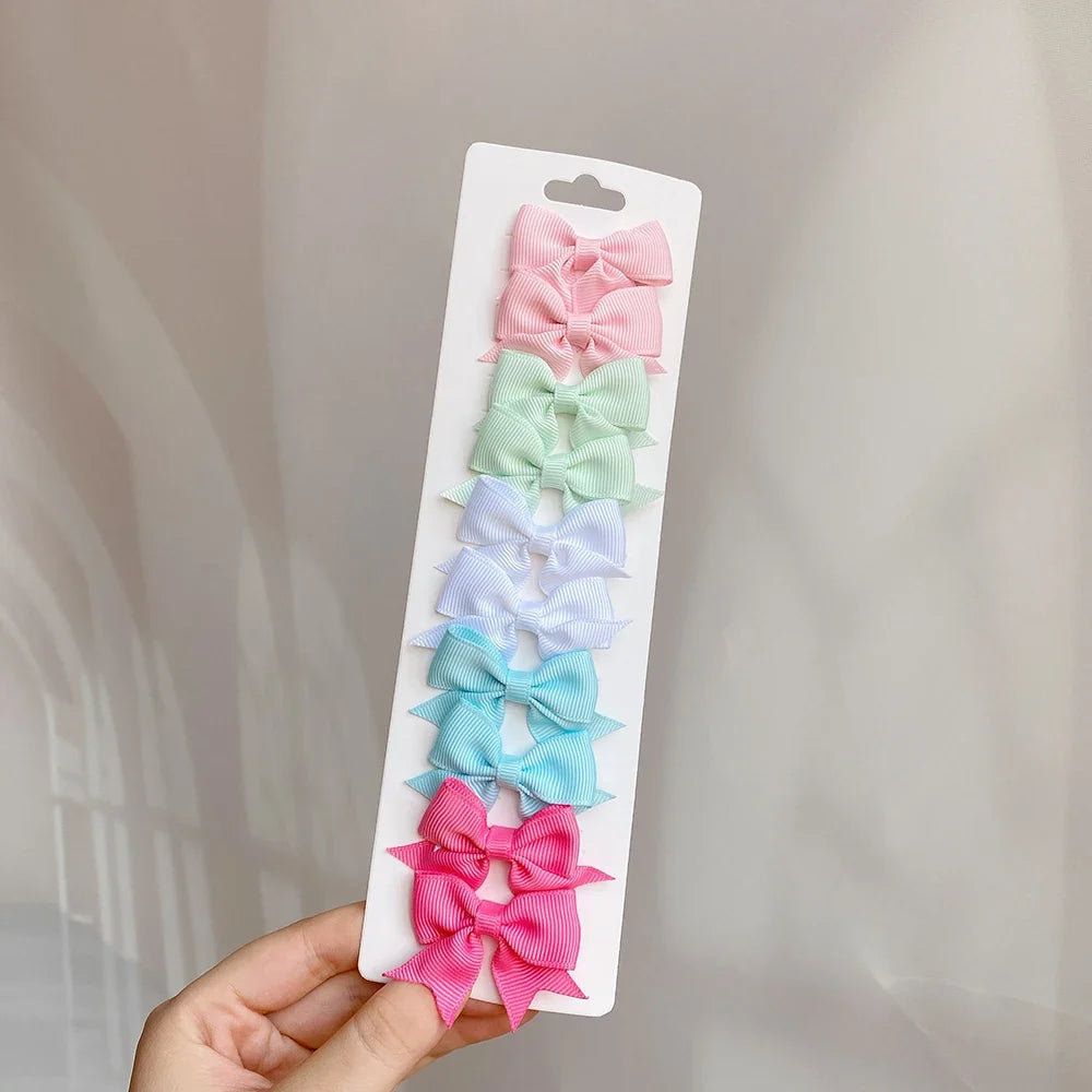 10pcs Kids Bow Hair Clips - Handmade Ribbon Bowknot Barrettes for Baby Girls Hair Accessories