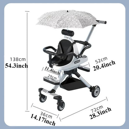 Lightweight Double Stroller with Canopy — Twin Umbrella Stroller for Infants & Toddlers, Compact Foldable Aluminum Frame