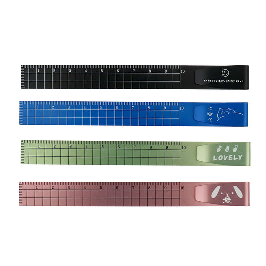 2PCS Metal Bookmark Ruler - 10cm Aluminum Double-Sided Metric Measuring Scale Tool