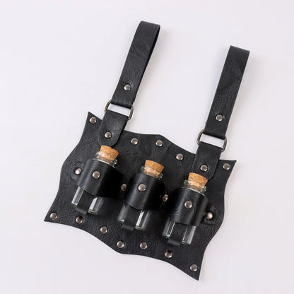 Renaissance Costume Belt Set – Leather Pouch with 3 Potion Bottles, Medieval Festival & Halloween Waist Accessories