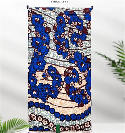 African Real Print Ankara Wax Fabric - Soft 100% Cotton Pagne 6 Yards