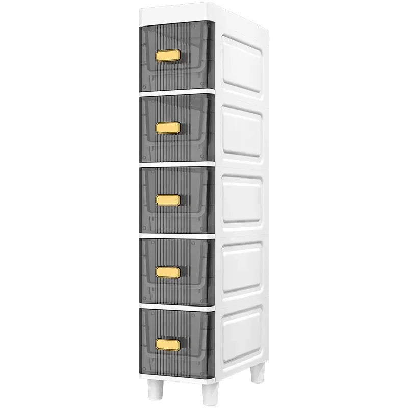 Transparent Bathroom Storage Cabinet – Luxury Visible Light Floor-Mounted Dustproof Narrow Organizer