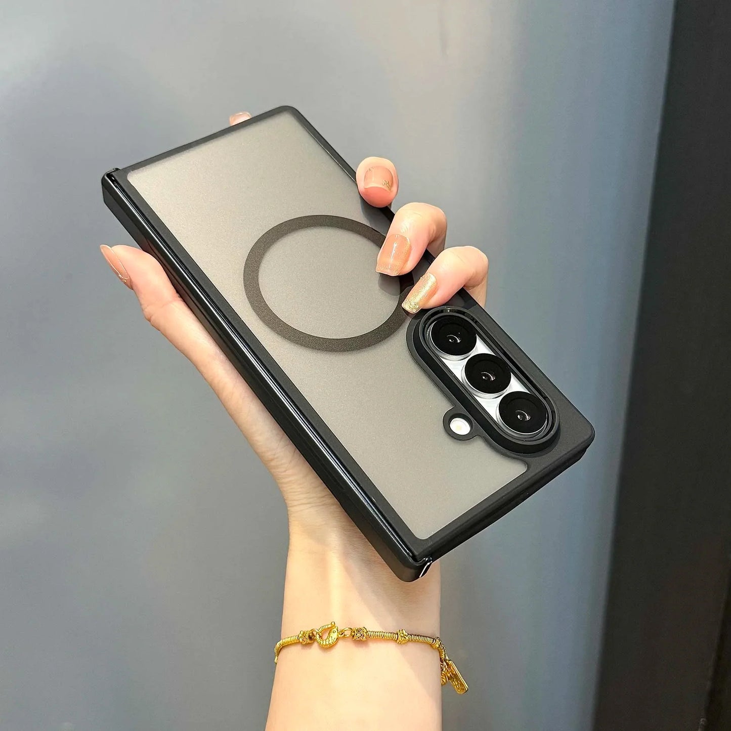 MagSafe-Compatible Case for Samsung Galaxy Z Fold 7 – Translucent Hinge, Shockproof Folding Cover with Magnetic Wireless Charging