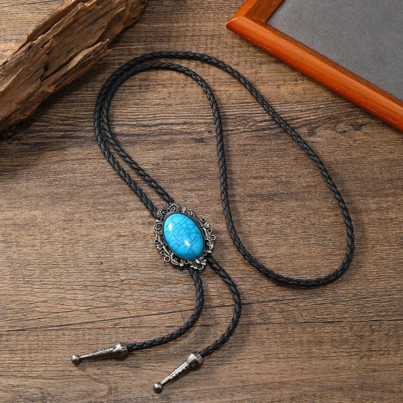 American Bolo Tie – Punk Vintage Metal Bird Stone Cowboy Hat Pendant, Western Necklace & Costume Accessories