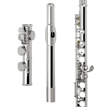 SLADE 16 Closed/Opened Hole C Key Professional Transverse Flute – Concert Musical Instrument with Box, Cleaning Cloth, Stick & Gloves
