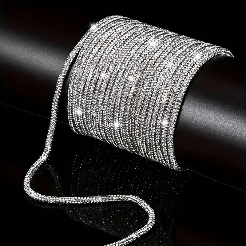 Rhinestone Cord Trim - 10-50 Yard Sparkling DIY Craft String for Clothing, Shoes, Bags & Wedding Decor