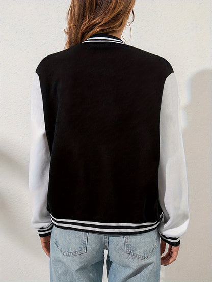 New York 23 Letter Print Women’s Harajuku Fleece Baseball Jacket – Vintage Button-Up Loose Streetwear Jersey Coat