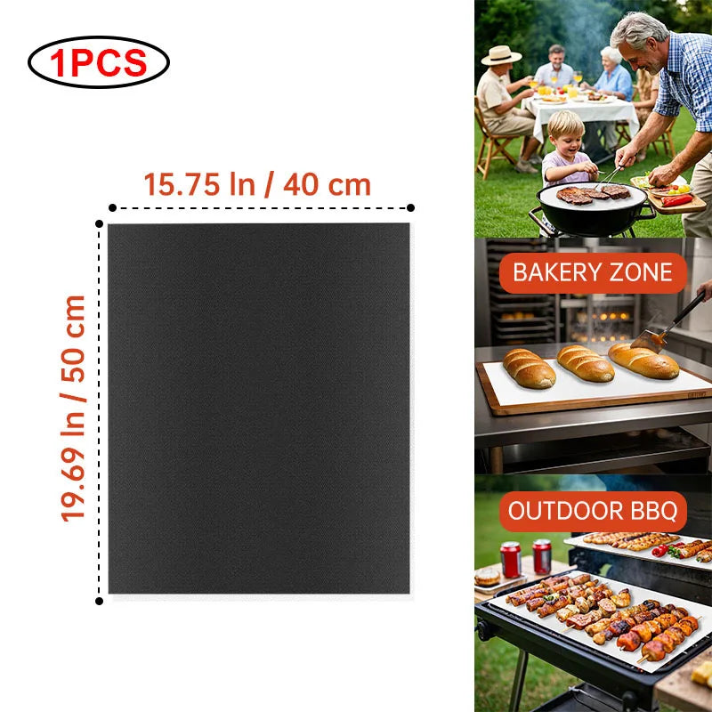 60x40cm Non-Stick BBQ Grill Mat - Heat Resistant Reusable Baking Sheet for Easy Cooking, Grilling & Outdoor Barbecue