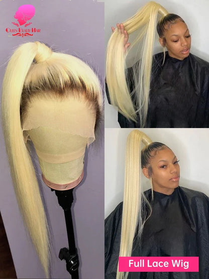 13x6 Lace Frontal Human Hair Wig - Ombre Blonde 1B 613 Pre-Plucked Lace Front Wig for Women
