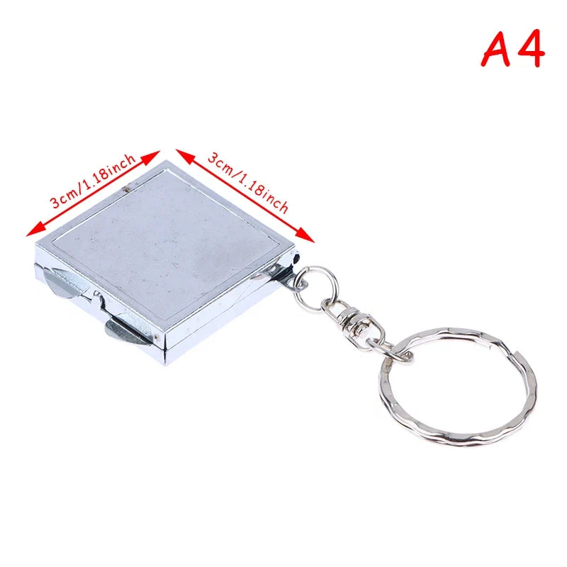 Double-Sided Folding Makeup Mirror - Round, Heart, Oval & Square Metal Keychain Cosmetic Mirror
