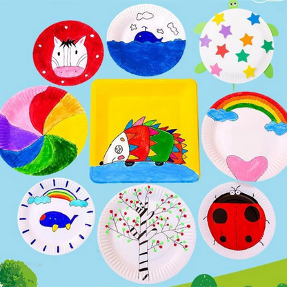 50PCS Disposable Paper Plates for Party, Picnic, DIY Drawing & Kids Craft Activities