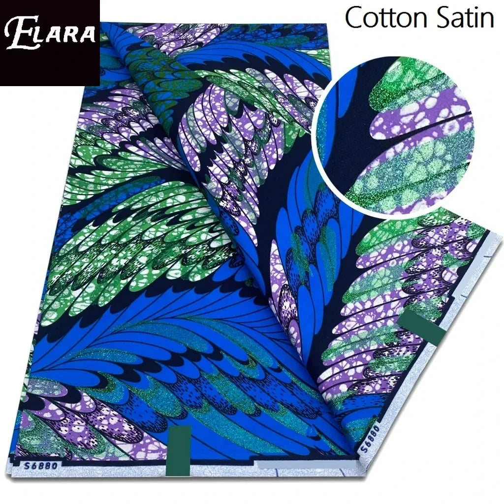 African Real Wax Print Fabric - Grand Original Ankara Blue Cotton Wax Material 6 Yards for Stylish Dresses & Uniforms