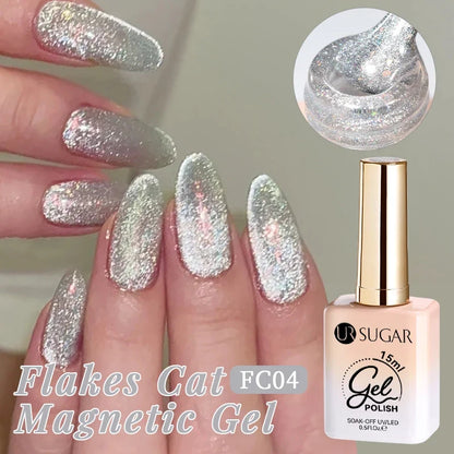 UR SUGAR Jelly Pink Cat Magnetic Gel Nail Polish 15ml - Glitter Ice Effect Soak Off UV LED Semi-Permanent Manicure Gel