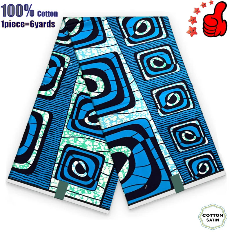 African Real Wax Print Fabric - 100% Cotton Ghana Nigeria Style Ankara Batik Sewing Material