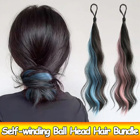 50cm Synthetic Highlighted Hair Bun Wig – DIY Self-Winding Ball Head for Increased Volume