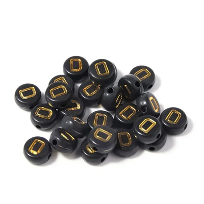A-Z Alphabet Beads Set - 100-500pcs Black Gold Acrylic Letter Beads for DIY Jewelry Making Charm Bracelets Accessories