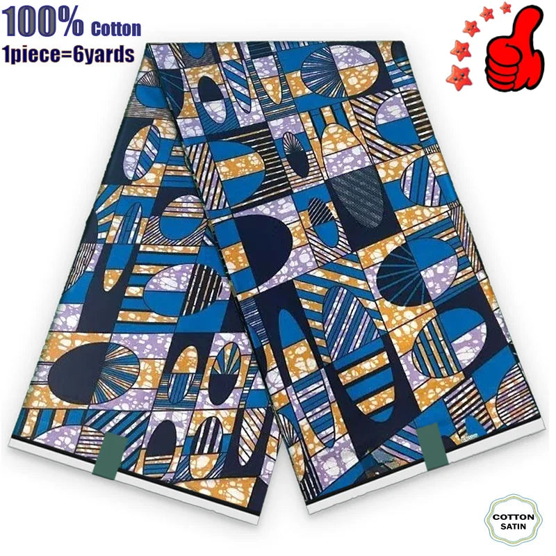 African Real Wax Fabric - High Quality 100% Cotton Ankara Pagne for Women’s Dresses