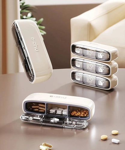 Portable Pill Organizer – 3 Times a Day Travel Pill Box with Compartments for Vitamins & Medicines, Small Pocket Medicine Case