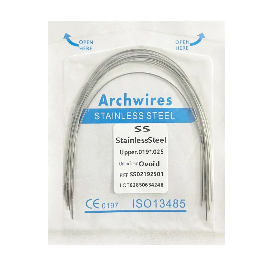 10PCS Dental Orthodontic Arch Wire Set - Stainless Steel Round & Rectangular Dentist Ovoid Form Material
