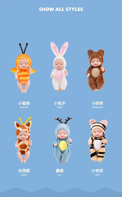 6-Piece Reborn Doll Kit – Mini Princess Sleeping Baby Dolls with Clothes & Accessories, Birthday Gift for Kids