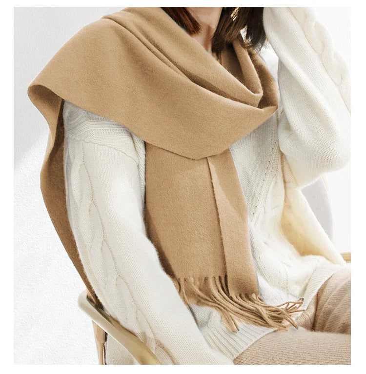 Solidlove Women’s Wool Winter Scarf – 100% Wool Cashmere Poncho Wrap, Fashionable Adult Scarf for Ladies