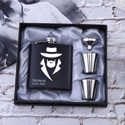 Personalized 6oz Stainless Steel Hip Flask – Engraved Christmas, Birthday, Valentine's Day Gift, Custom Logo for Wedding Favors   2/2