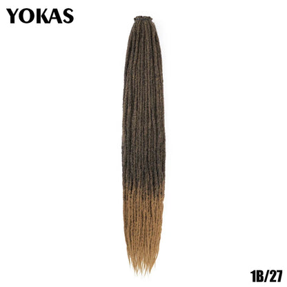 YOKAS Handmade Dreadlock Extensions - Synthetic Crochet Braided Hair 24 36 Inch Long Faux Locs for Women