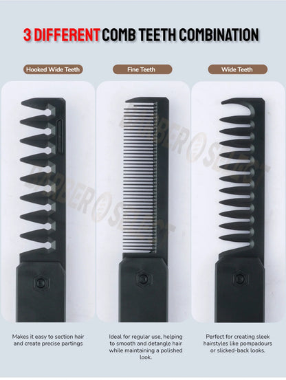 Newest 1/2/3-in-1 Portable Folding Comb – Wide Tooth Barber Clipper, Mini Beard & Hair Combing Styling Tool