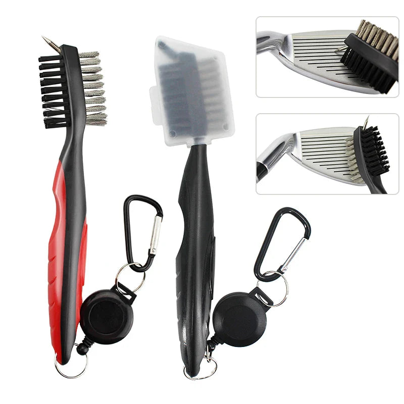 Golf Club Cleaning Brush with Cover – Retractable Carabiner Cleaner, 8 Styles for Outdoor Sports Accessories