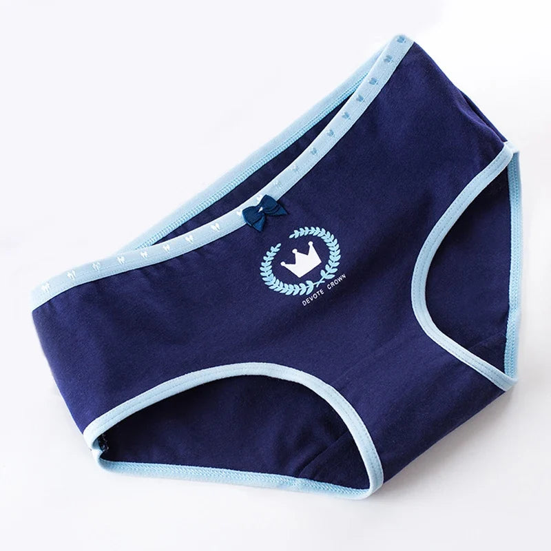 5 Pcs Women’s Cotton Panties Set - Plus Size Cartoon Print Briefs Soft Breathable Female Underwear Lingerie